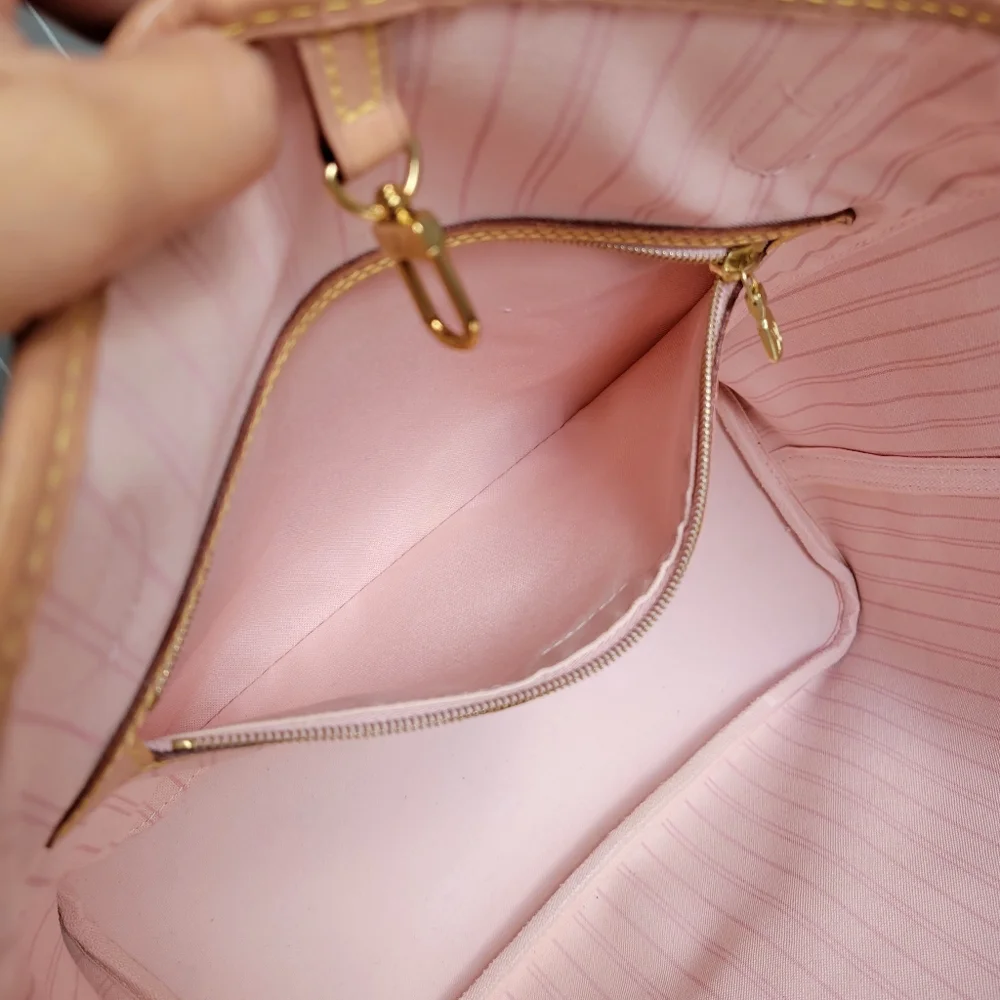 💕BEAUTIFUL Louis Vuitton Tote Bag Neverfull MM Damier AZUR "Rose Ballerine - Picture 11 of 16